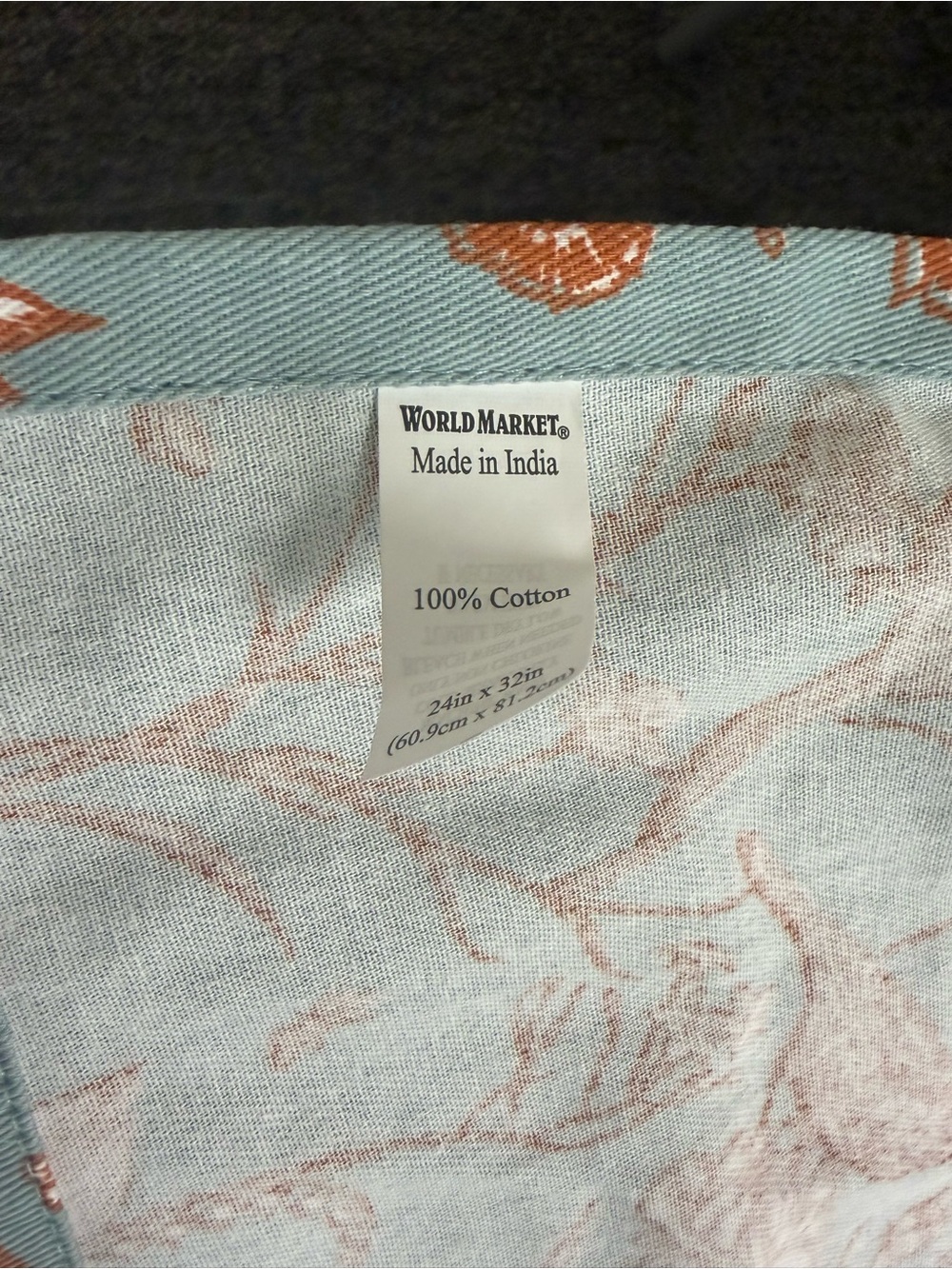 World Market Apron Light Blue and Orange Floral Bird Apron with Pockets - Picture 10 of 10
